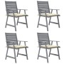 Garden dining chairs with cushions 4 pcs solid acacia wood by vidaXL, Garden chairs - Ref: Foro24-3078406, Price: 350,11 €, D...