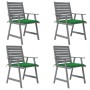 Garden dining chairs with cushions 4 pcs solid acacia wood by vidaXL, Garden chairs - Ref: Foro24-3078409, Price: 299,56 €, D...