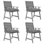 Dining garden chairs with cushions 4 pcs solid acacia wood by vidaXL, Garden chairs - Ref: Foro24-3078420, Price: 350,85 €, D...