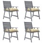 Garden dining chairs with cushions 4 pcs solid acacia wood by vidaXL, Garden chairs - Ref: Foro24-3078421, Price: 309,38 €, D...