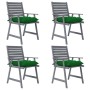 Garden dining chairs with cushions 4 pcs solid acacia wood by vidaXL, Garden chairs - Ref: Foro24-3078424, Price: 304,21 €, D...