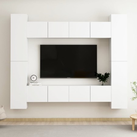 8-teiliges TV-Wohnzimmermöbelset aus weißem Holzwerkstoff von vidaXL, TV-Möbel - Ref: Foro24-3078650, Preis: 393,38 €, Rabatt: %