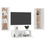 White engineered wood 3-piece TV living room furniture set by vidaXL, TV Furniture - Ref: Foro24-3078659, Price: 143,35 €, Di...