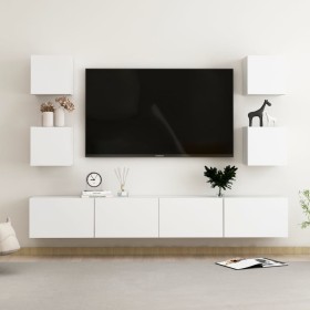 6-piece engineered wood living room TV furniture set in white by vidaXL, TV Furniture - Ref: Foro24-3078663, Price: 191,57 €,...