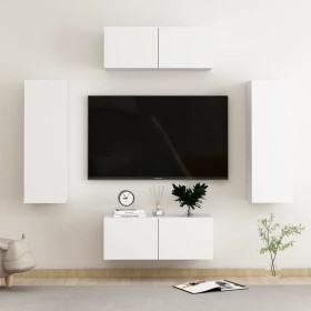 Living room furniture 4 pieces white engineered wood by vidaXL, TV Furniture - Ref: Foro24-3078666, Price: 161,99 €, Discount: %