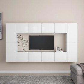 8-teiliges TV-Wohnzimmermöbelset aus weißem Holzwerkstoff von vidaXL, TV-Möbel - Ref: Foro24-3078669, Preis: 259,99 €, Rabatt: %