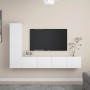 White engineered wood 4-piece TV living room furniture set by vidaXL, TV Furniture - Ref: Foro24-3078674, Price: 148,71 €, Di...