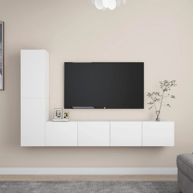 4-teiliges TV-Wohnzimmermöbelset aus weißem Holzwerkstoff von vidaXL, TV-Möbel - Ref: Foro24-3078674, Preis: 137,21 €, Rabatt: %