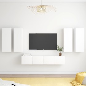 Juego de mueble para TV de 6 piezas aglomerado blanco de vidaXL, Muebles TV - Ref: Foro24-3078680, Precio: 264,02 €, Descuent...