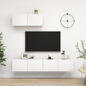 White engineered wood 3-piece TV cabinet by vidaXL, TV Furniture - Ref: Foro24-3078701, Price: 128,87 €, Discount: %