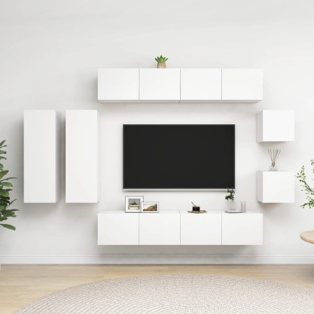 8-piece engineered wood TV stand set in white color by vidaXL, TV Furniture - Ref: Foro24-3078705, Price: 300,81 €, Discount: %