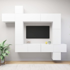 White engineered wood 9-piece TV cabinet set by vidaXL, TV Furniture - Ref: Foro24-3078738, Price: 412,33 €, Discount: %