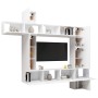 White engineered wood 9-piece TV cabinet set by vidaXL, TV Furniture - Ref: Foro24-3078738, Price: 394,87 €, Discount: %