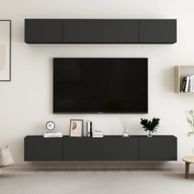 Muebles de salón 4 uds madera ingeniería negro 100x30x30 cm de vidaXL, Muebles TV - Ref: Foro24-3078746, Precio: 171,77 €, De...