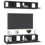 Muebles de salón 4 uds madera ingeniería negro 80x30x30 cm de vidaXL, Muebles TV - Ref: Foro24-3078745, Precio: 192,04 €, Des...