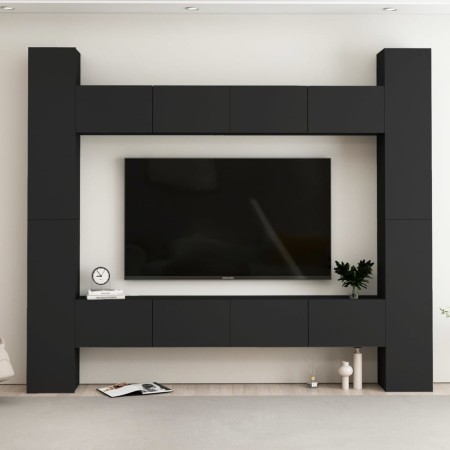 8-Piece Black Chipboard TV Cabinet Set by vidaXL, TV Furniture - Ref: Foro24-3078756, Price: 377,97 €, Discount: %