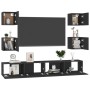 6-piece black engineered wood TV living room furniture set by vidaXL, TV Furniture - Ref: Foro24-3078768, Price: 194,28 €, Di...