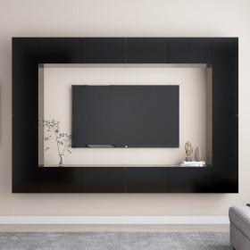 Set de muebles de salón TV 8 piezas madera ingeniería negro de vidaXL, Muebles TV - Ref: Foro24-3078775, Precio: 380,88 €, De...