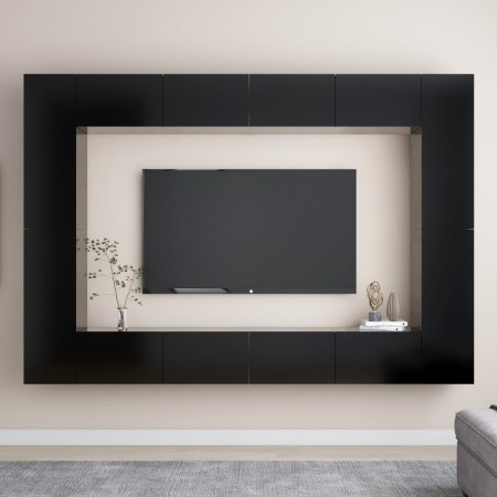 Set de muebles de salón TV 8 piezas madera ingeniería negro de vidaXL, Muebles TV - Ref: Foro24-3078775, Precio: 349,75 €, De...