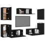 Set de muebles de salón TV 7 piezas madera ingeniería negro de vidaXL, Muebles TV - Ref: Foro24-3078777, Precio: 237,83 €, De...