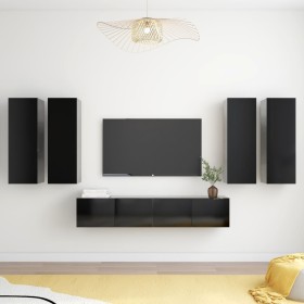 6-piece black engineered wood living room TV furniture set by vidaXL, TV Furniture - Ref: Foro24-3078785, Price: 225,30 €, Di...