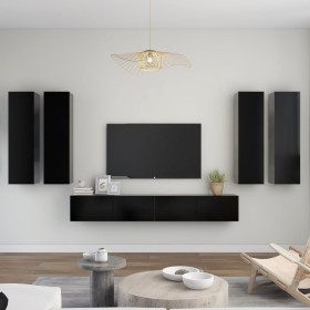 6-Piece Black Chipboard TV Cabinet Set by vidaXL, TV Furniture - Ref: Foro24-3078786, Price: 263,99 €, Discount: %