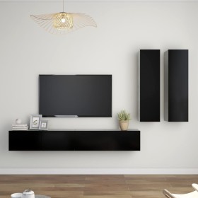 4-Piece Black Chipboard TV Cabinet Set by vidaXL, TV Furniture - Ref: Foro24-3078792, Price: 173,99 €, Discount: %