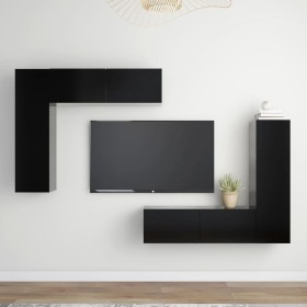 Juego de mueble para TV de 4 piezas aglomerado negro de vidaXL, Muebles TV - Ref: Foro24-3078795, Precio: 173,99 €, Descuento: %