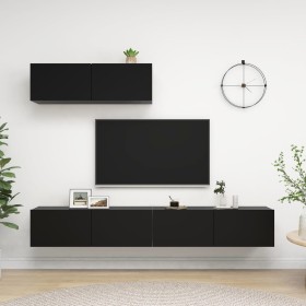 3-piece living room TV furniture set made of black engineered wood by vidaXL, TV Furniture - Ref: Foro24-3078808, Price: 129,...