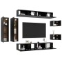 Juego de mueble para TV de 8 piezas aglomerado negro de vidaXL, Muebles TV - Ref: Foro24-3078811, Precio: 348,99 €, Descuento: %