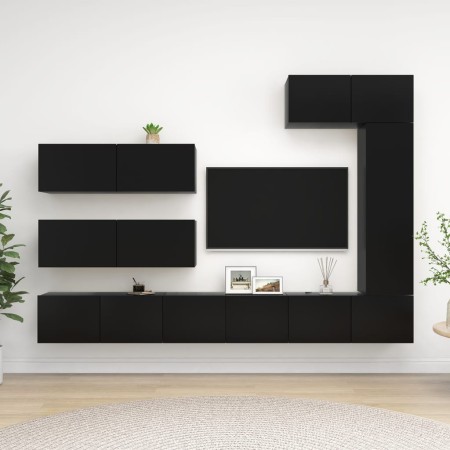 Set de muebles de salón TV 7 piezas madera de ingeniería negro de vidaXL, Muebles TV - Ref: Foro24-3078822, Precio: 398,65 €,...