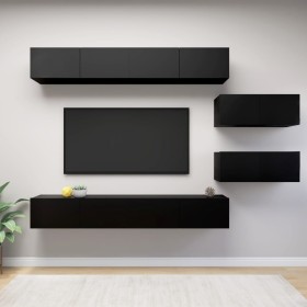 Set de muebles de TV salón 6 piezas madera contrachapada negro de vidaXL, Muebles TV - Ref: Foro24-3078833, Precio: 315,28 €,...