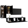 Set de muebles de TV salón 4 piezas madera contrachapada negro de vidaXL, Muebles TV - Ref: Foro24-3078837, Precio: 157,86 €,...