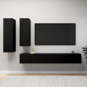 4-piece black plywood living room TV furniture set by vidaXL, TV Furniture - Ref: Foro24-3078838, Price: 186,78 €, Discount: %