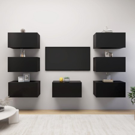 Muebles de salón 7 uds madera ingeniería negro 30,5x30x60 cm de vidaXL, Muebles TV - Ref: Foro24-3078848, Precio: 172,93 €, D...