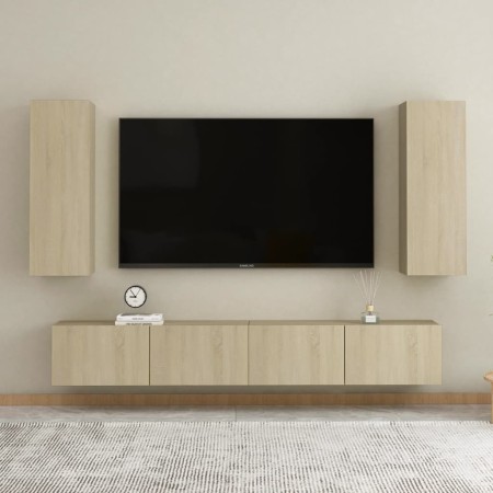 Set de muebles salón TV 4 pzas madera ingeniería roble Sonoma de vidaXL, Muebles TV - Ref: Foro24-3078959, Precio: 177,25 €, ...