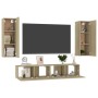 Living room TV furniture set, 4 pieces, engineered wood, Sonoma oak. by vidaXL, TV Furniture - Ref: Foro24-3078959, Price: 16...