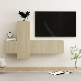 Wohnzimmer-TV-Möbelset, 3-teilig, Holzwerkstoff, Sonoma-Eiche von vidaXL, TV-Möbel - Ref: Foro24-3078969, Preis: 103,99 €, Ra...