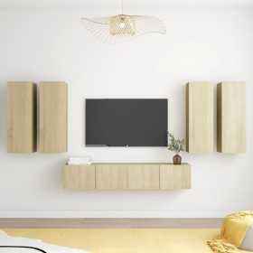 Wohnzimmer-TV-Möbelset, 6-teilig, Holzwerkstoff, Sonoma-Eiche von vidaXL, TV-Möbel - Ref: Foro24-3078995, Preis: 240,19 €, Ra...