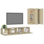 Sonoma Oak 4 Piece Living Room Furniture Set by vidaXL, TV Furniture - Ref: Foro24-3079001, Price: 177,25 €, Discount: %