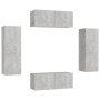 Set de muebles de salón 4 pzas madera ingeniería gris hormigón de vidaXL, Muebles TV - Ref: Foro24-3079086, Precio: 193,76 €,...