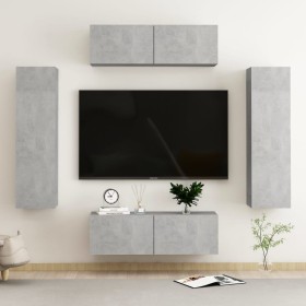 4-piece living room furniture set in gray concrete engineered wood by vidaXL, TV Furniture - Ref: Foro24-3079087, Price: 164,...