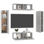 Set de muebles de salón 4 pzas madera ingeniería gris hormigón de vidaXL, Muebles TV - Ref: Foro24-3079087, Precio: 164,22 €,...