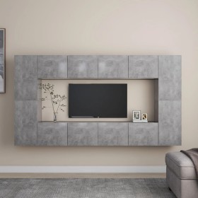 Set de muebles de salón 8 pzas madera ingeniería gris hormigón de vidaXL, Muebles TV - Ref: Foro24-3079089, Precio: 284,99 €,...