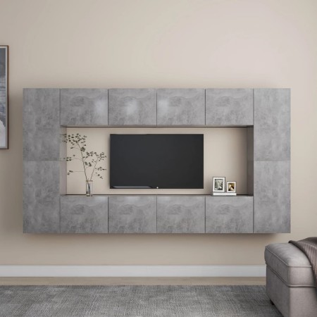 Set de muebles de salón 8 pzas madera ingeniería gris hormigón de vidaXL, Muebles TV - Ref: Foro24-3079089, Precio: 303,20 €,...