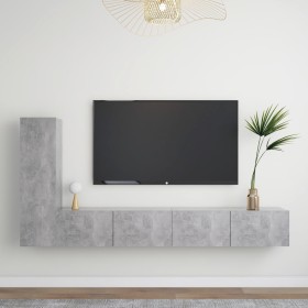 TV-Wohnzimmermöbel-Set, 3-teilig, Betongrau, Holzwerkstoff von vidaXL, TV-Möbel - Ref: Foro24-3079095, Preis: 123,52 €, Rabat...