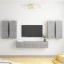 Living room TV set, 6 pieces, engineered wood, gray concrete. by vidaXL, TV Furniture - Ref: Foro24-3079100, Price: 289,38 €,...