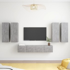 Living room TV set, 6 pieces, engineered wood, gray concrete. by vidaXL, TV Furniture - Ref: Foro24-3079100, Price: 287,99 €,...