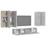 Living room TV set, 6 pieces, engineered wood, gray concrete. by vidaXL, TV Furniture - Ref: Foro24-3079100, Price: 289,38 €,...