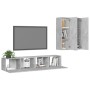 TV living room furniture set 4 pieces concrete gray engineered wood by vidaXL, TV Furniture - Ref: Foro24-3079106, Price: 193...